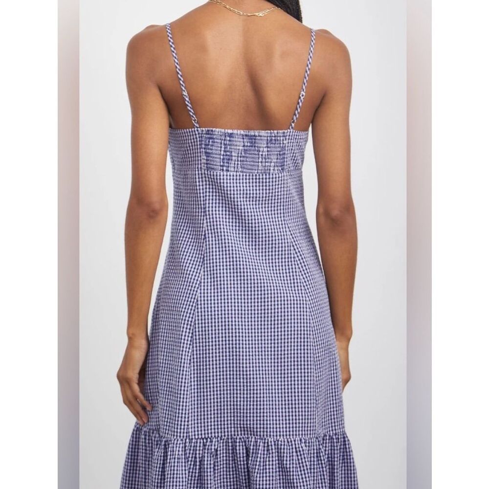 Rails Women's Maeve Dress Navy Lilac Gingham Organic Cotton Midi Dress Size Medi - Picture 5 of 12